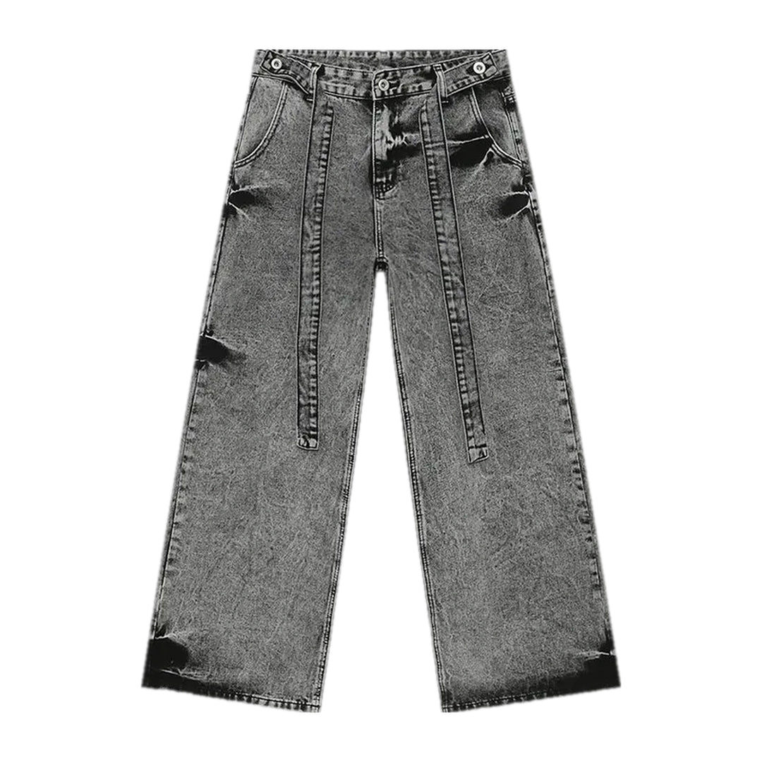 Vintage Slouchy Acid Wash Jeans for Men - Grey