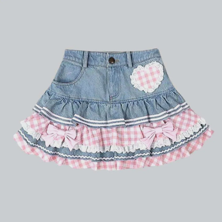 Pink frills skater denim skirt | Jeans4you.shop