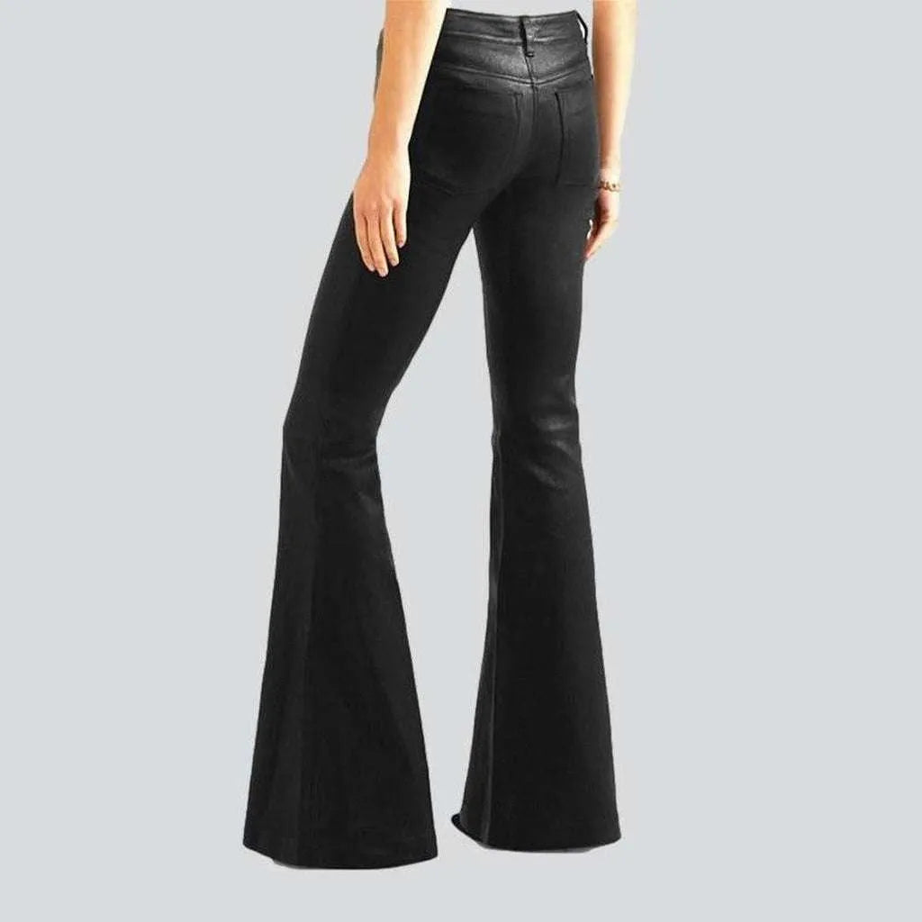 Coated women's boot cut jeans
