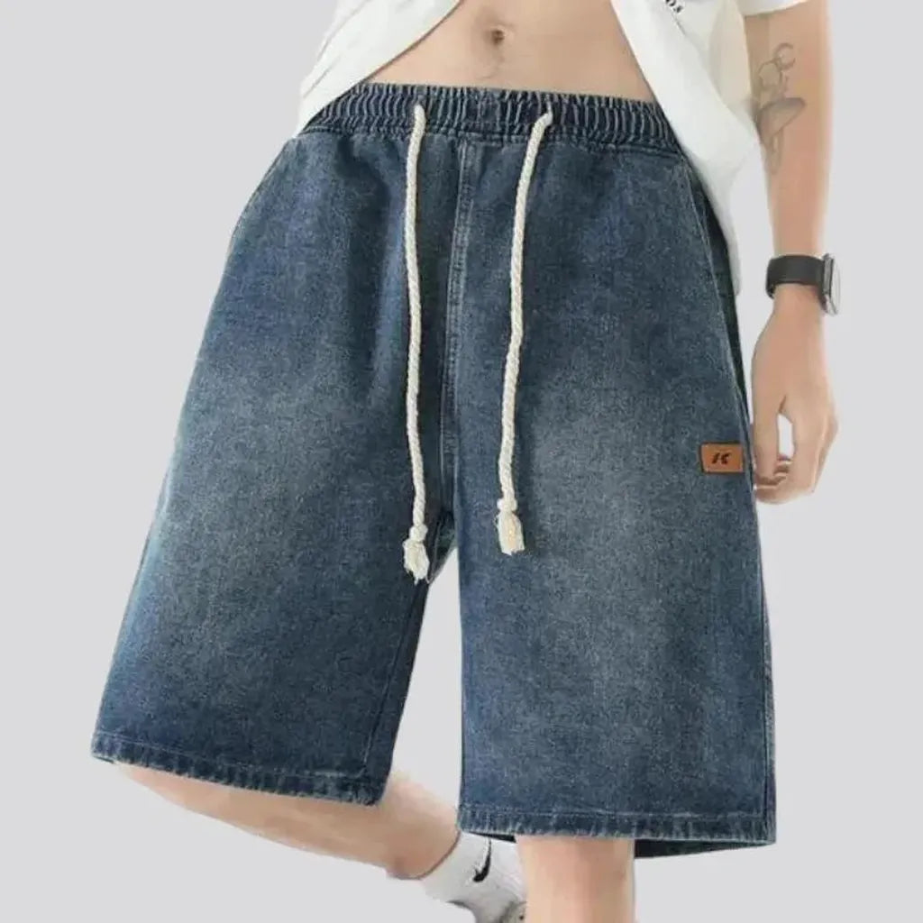 Sanded thin denim shorts
 for men