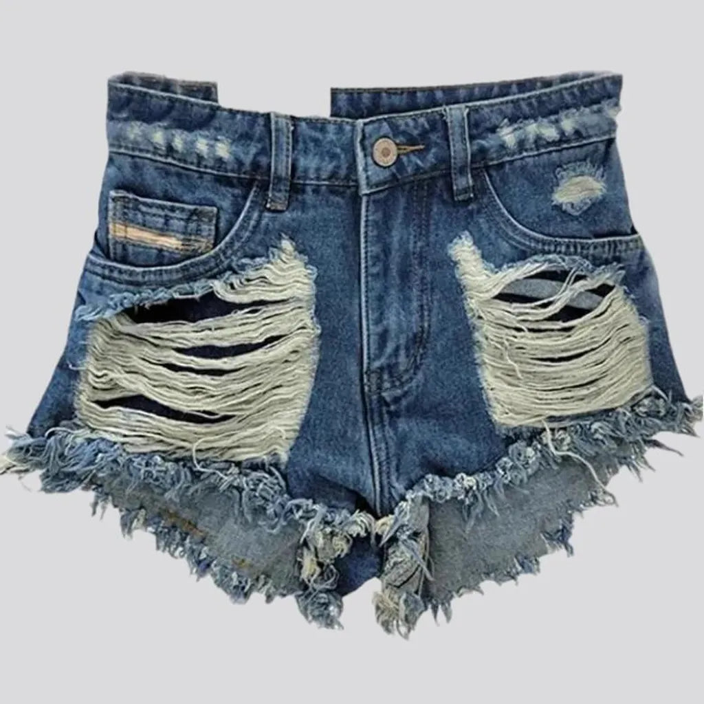Stonewashed women's denim shorts