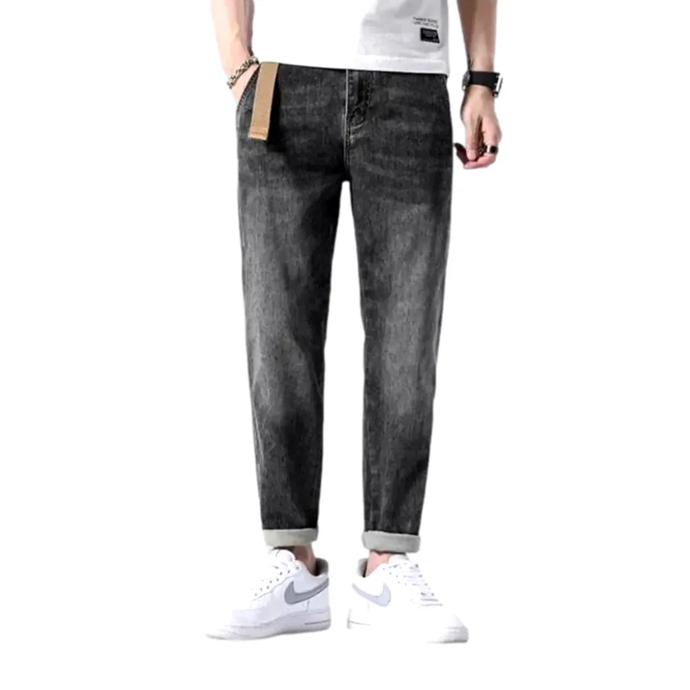 Sanded Casual Vintage Jeans for Men - Black