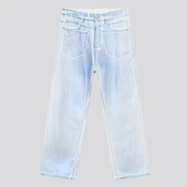 Street style loose fit painted men's jeans