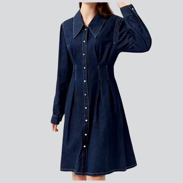 Classic dark a line denim dress