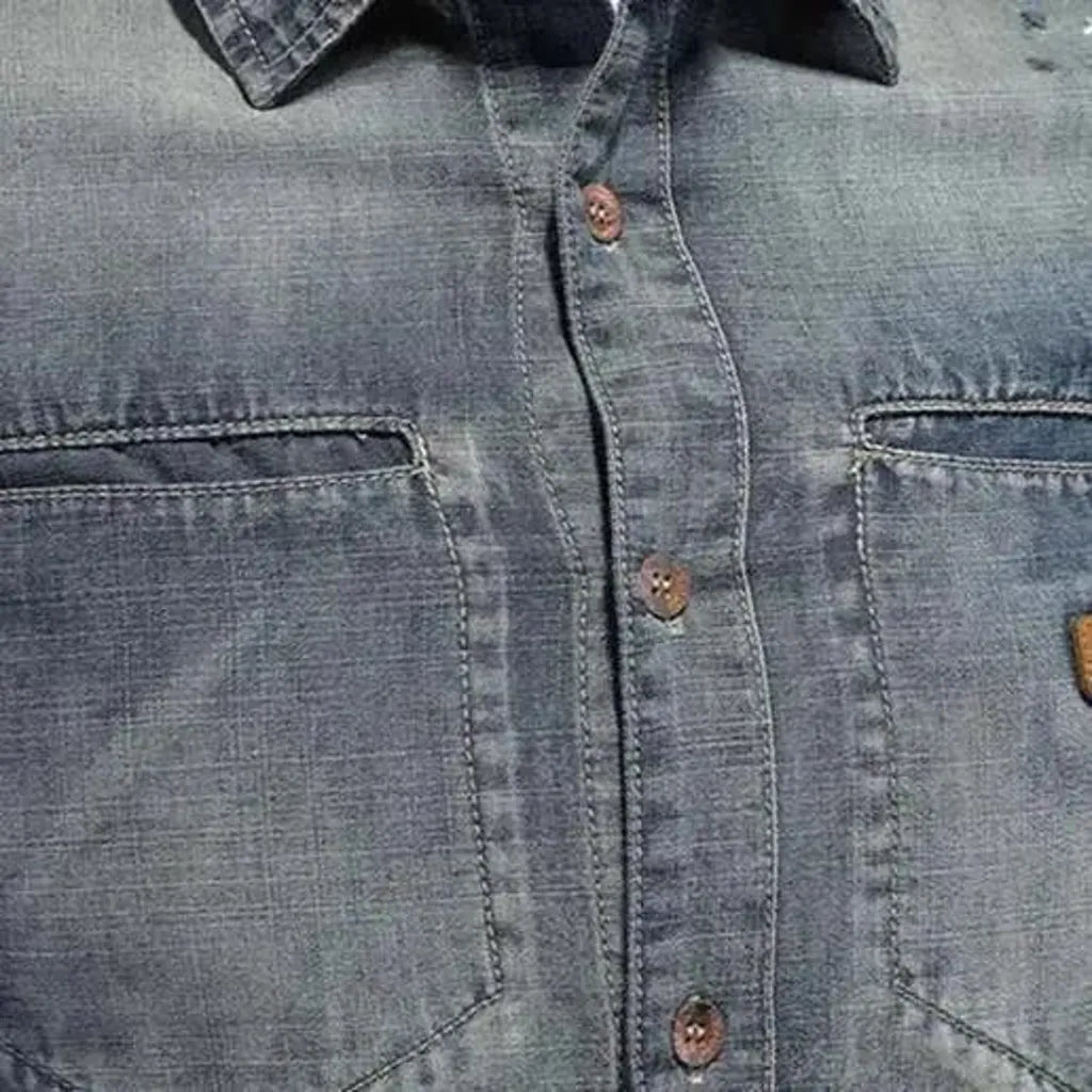 Vintage medium length men's denim shirt