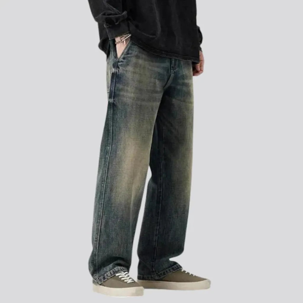 Fashionable baggy fit men's jeans