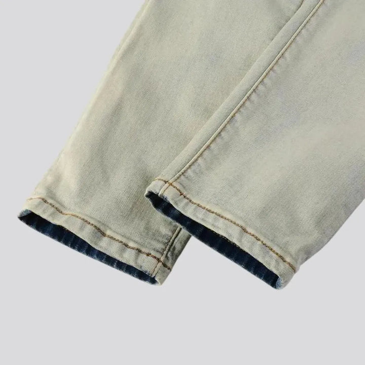 Biker distressed ombre men's jeans