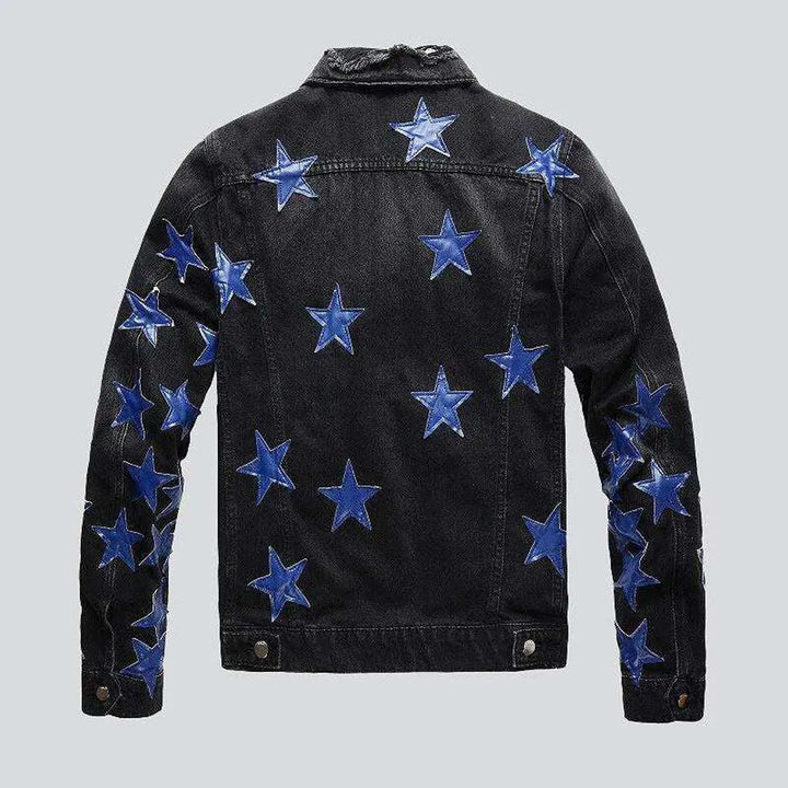 Blue stars black denim jacket