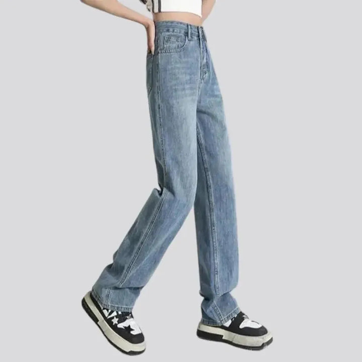 Sanded baggy jeans
 for women
