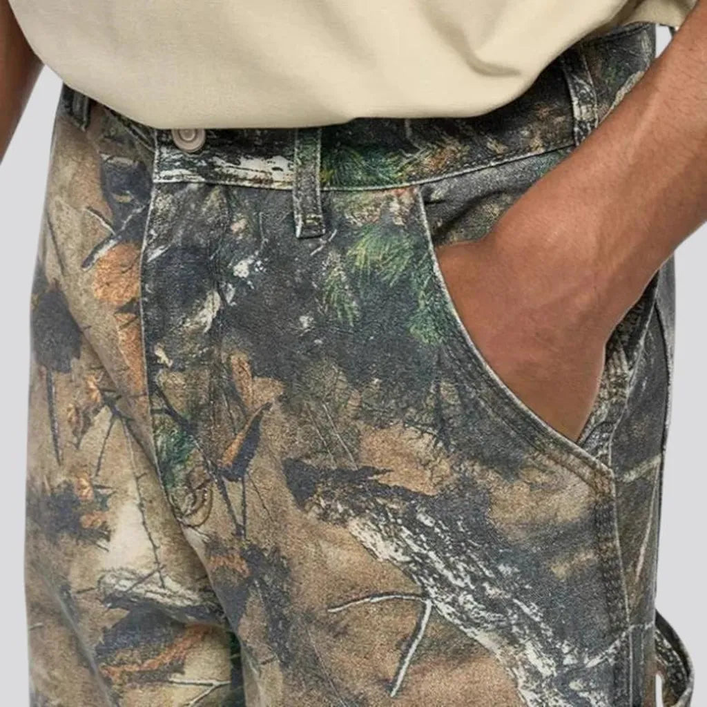 Boho camouflage carpenter-loop men's jeans