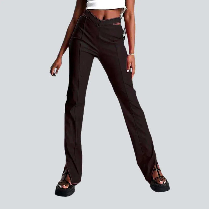 Slim front-seams women's denim pants