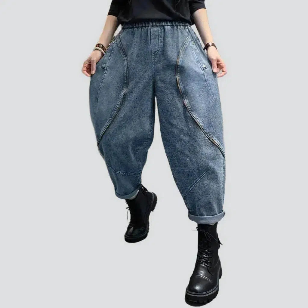 Medium-wash women's jean pants