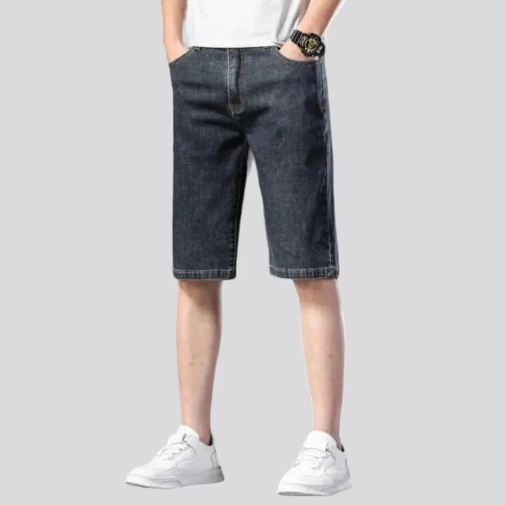 Knee-length men's denim shorts