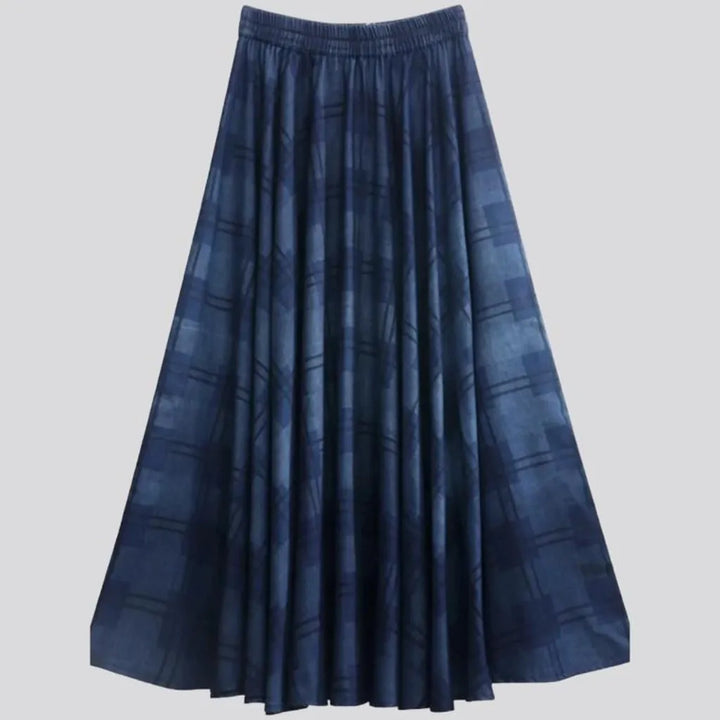 Painted fit-and-flare jean skirt
 for women
