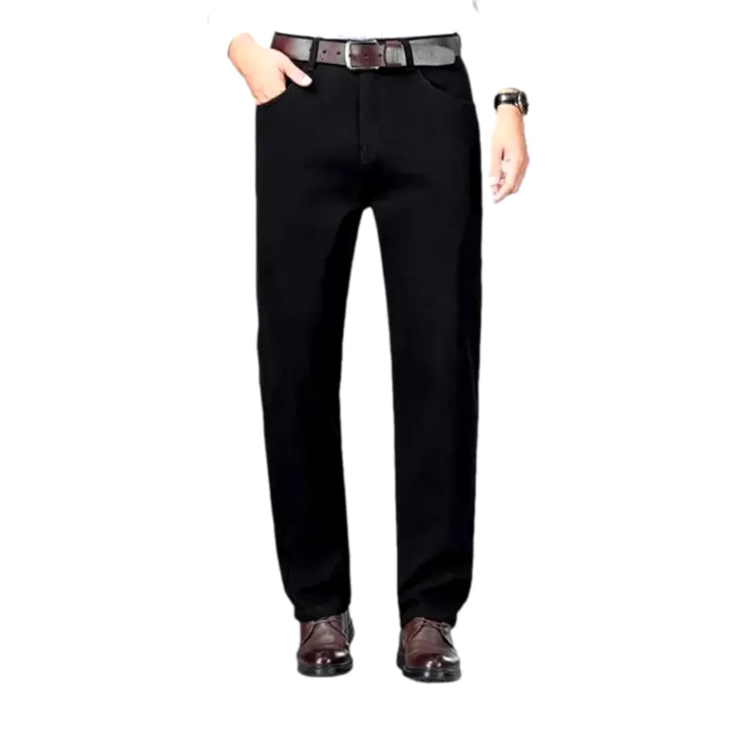 Monochrome Straight Fit High Rise Men's Jeans - Black