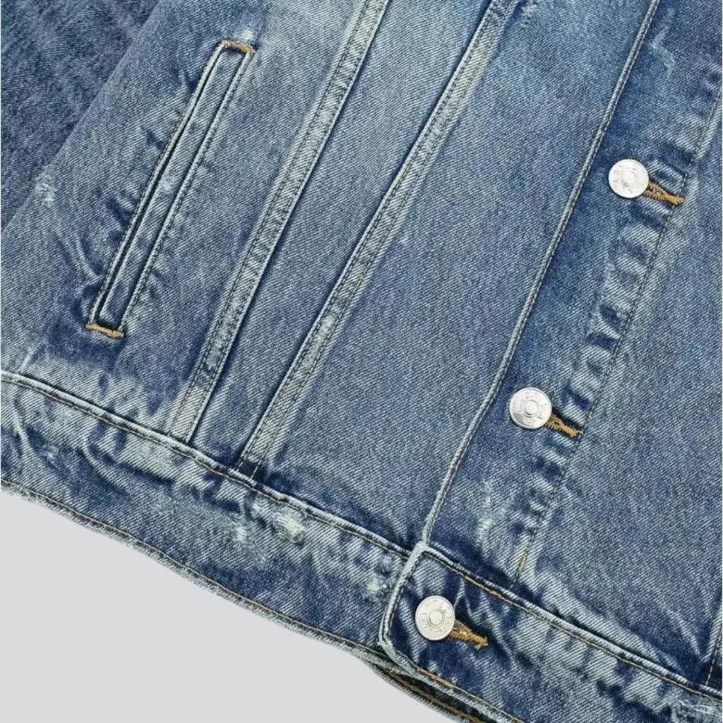 Casual creased fit women's denim jacket