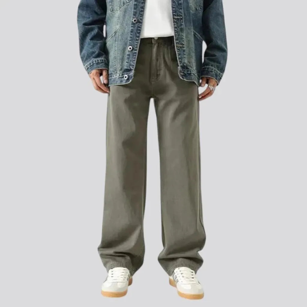 Colored slouchy boho style men's denim pants