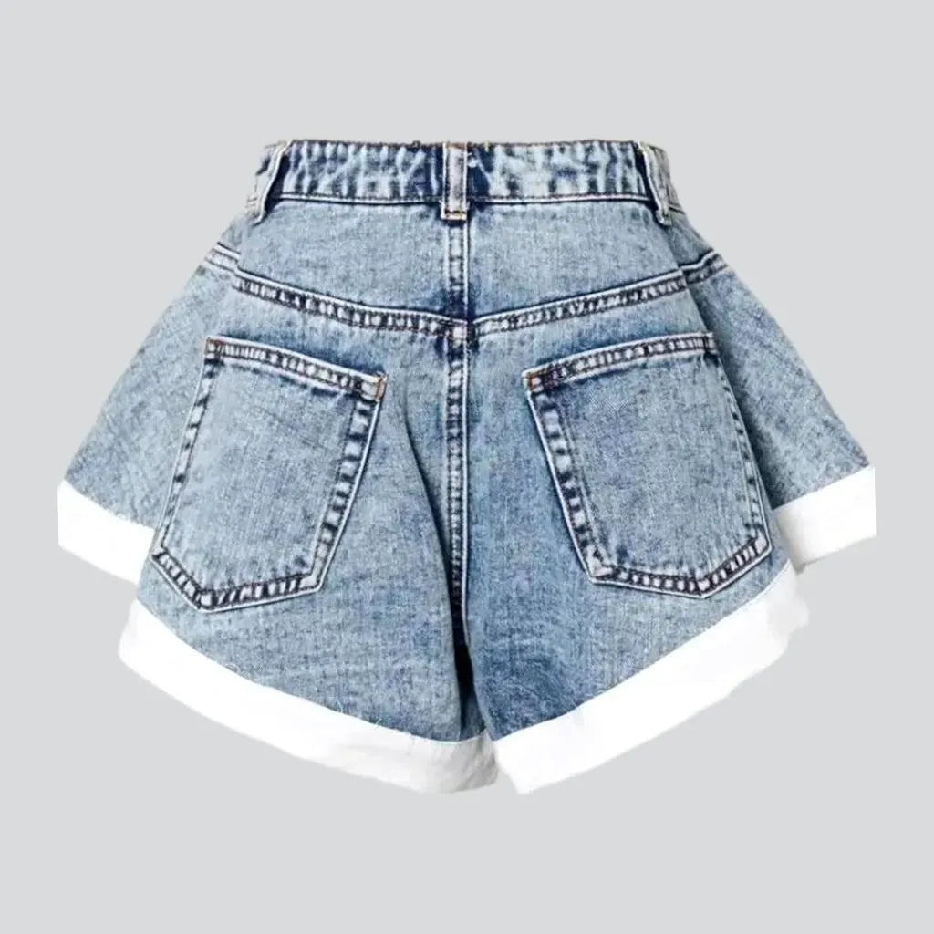 Vintage light pattern jeans shorts for women