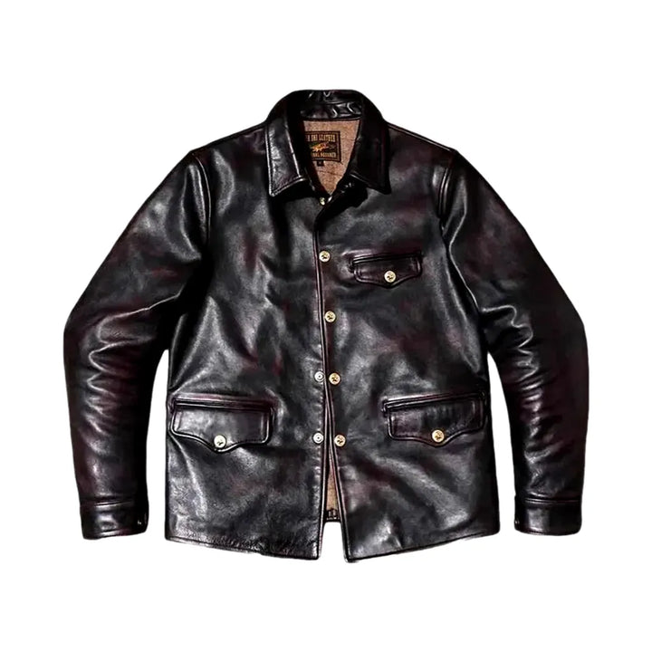 Biker Style Men's Denim Coat - Black