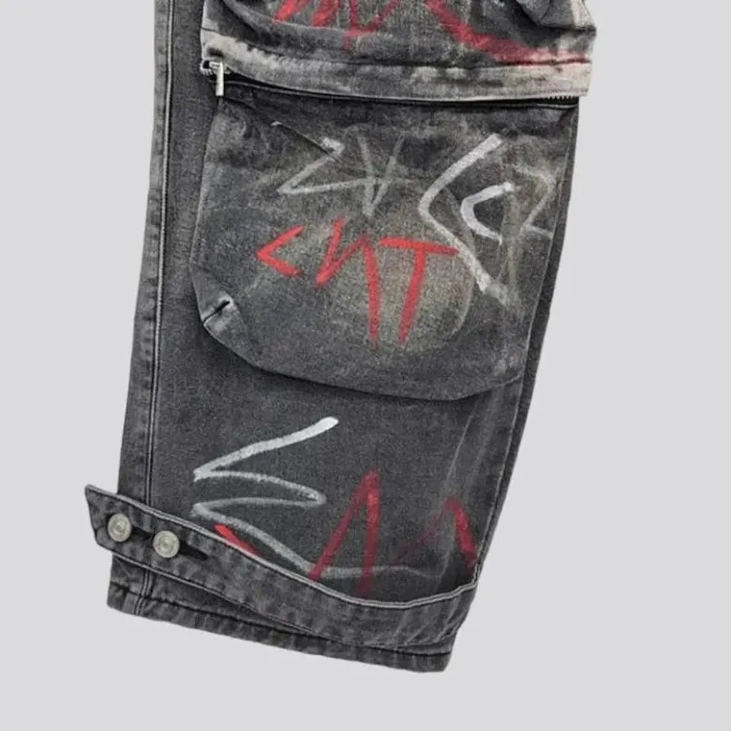 Graffiti-print voluminous jeans
 for women