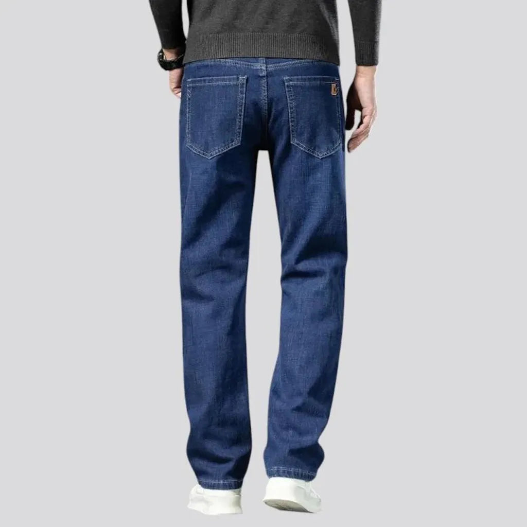 Sanded dark straight-cut men's jeans