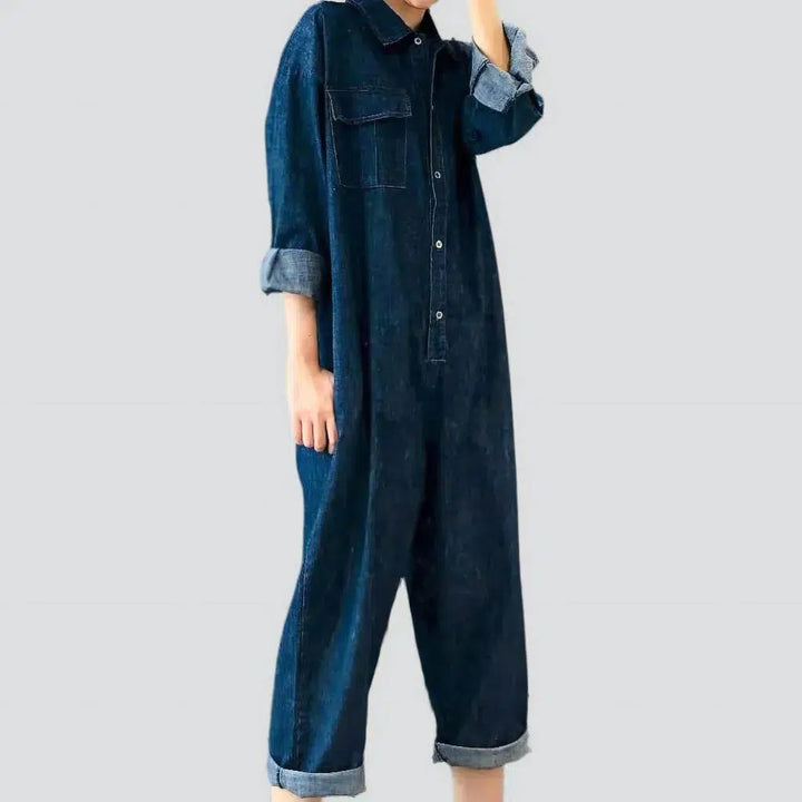 Loose denim women's jumpsuit overall