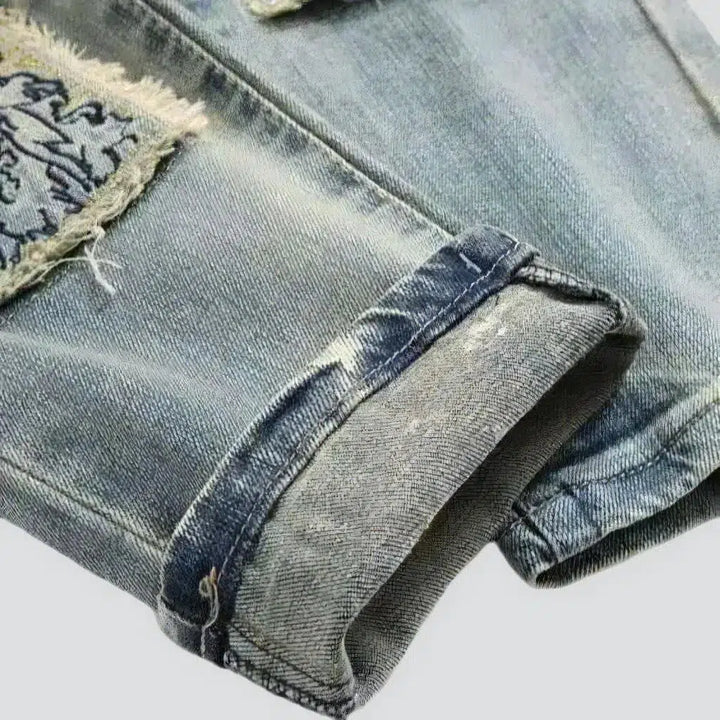 Embroidered vintage jeans
 for men