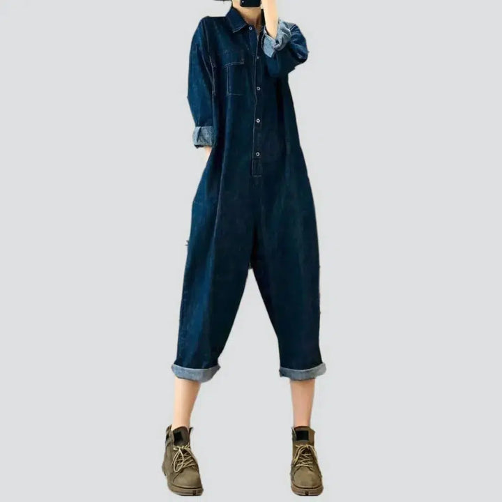 90s dark denim overall
 for women