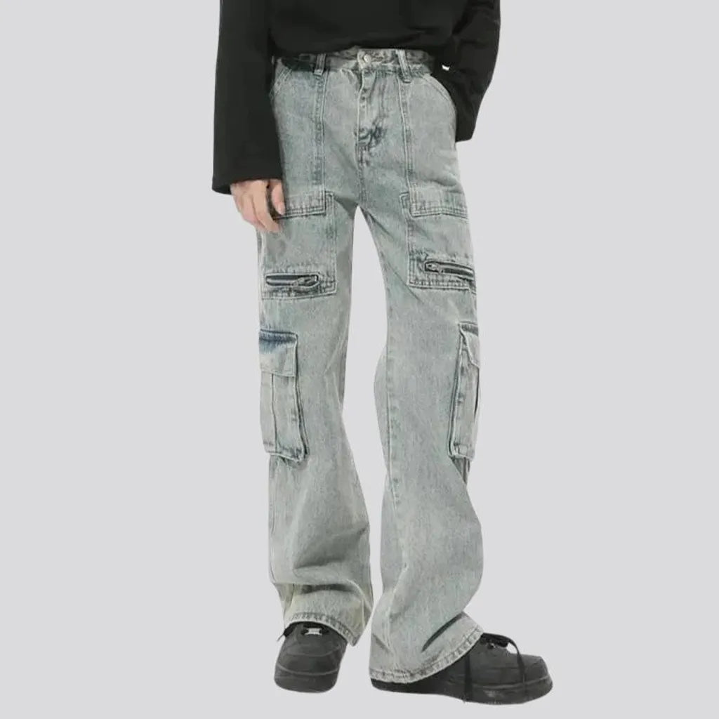 Light patterned straight fit men's jeans