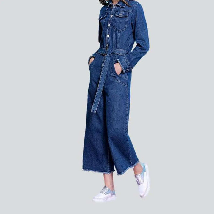 Chic medium wash jean jumpsuit