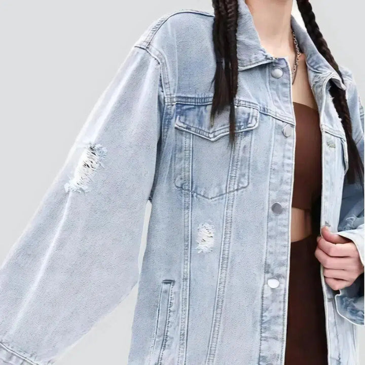 Distressed grunge jean jacket