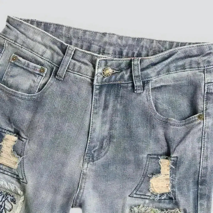 Embroidered vintage jeans
 for men