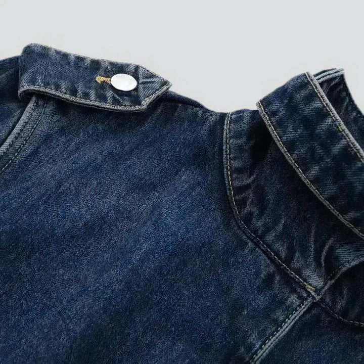 Medium-wash jean coat
 for ladies