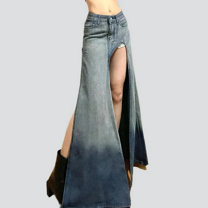 Mid-waist vintage women's jean skirt