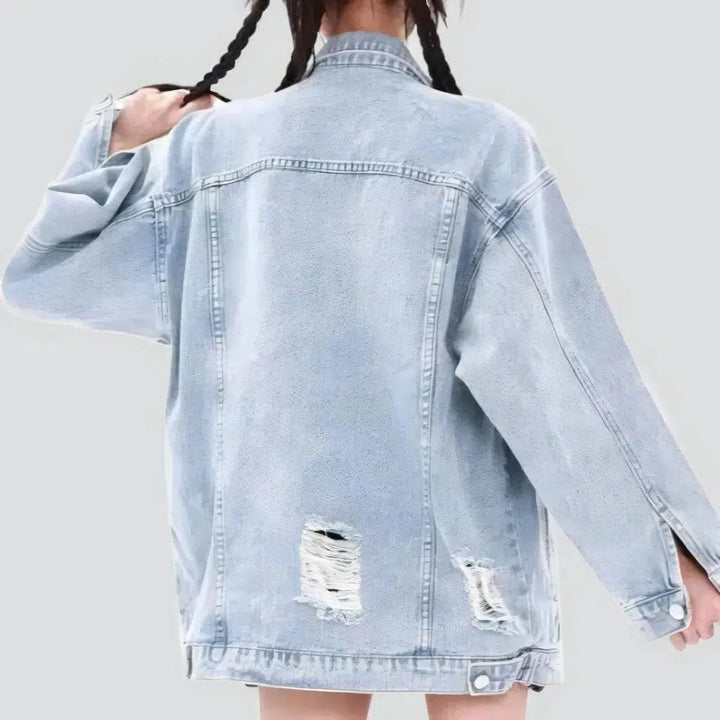 Distressed grunge jean jacket