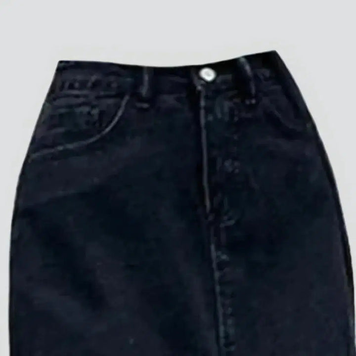 High-waist front slit denim skirt
 for ladies