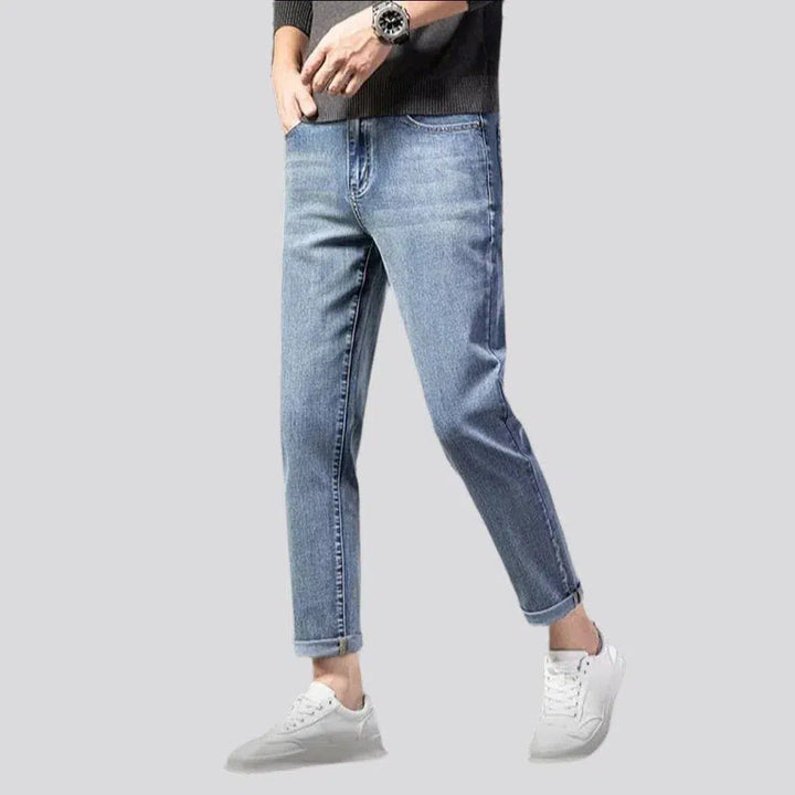 tapered, stonewashed, stretchy, sanded, whiskered, ankle-length, high-waist, 5-pocket, zipper-button, men's jeans | Jeans4you.shop