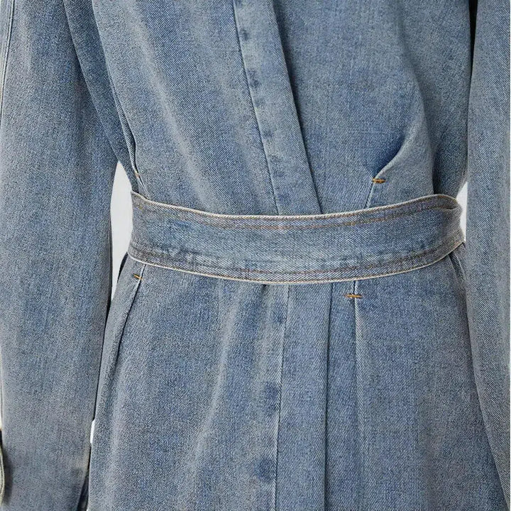 Vintage layered-shoulders denim coat
 for ladies