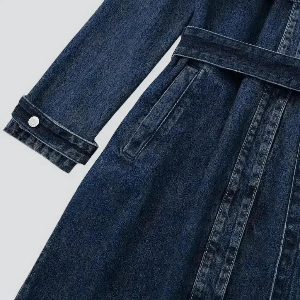 Medium-wash jean coat
 for ladies