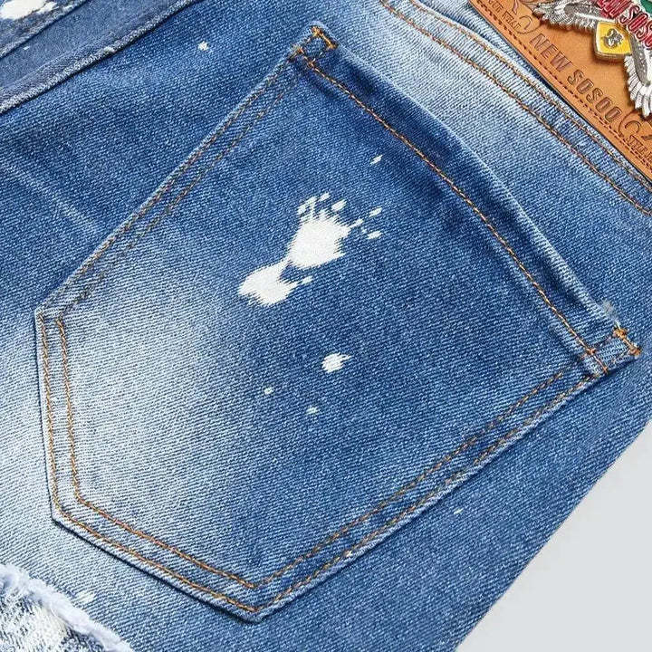 White paint-splattered jeans
 for men