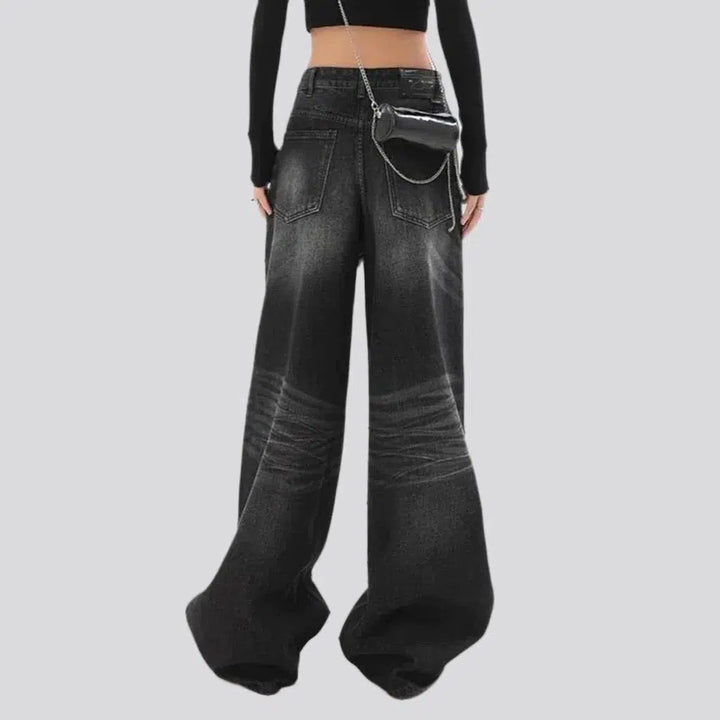 Sanded women's black jeans
