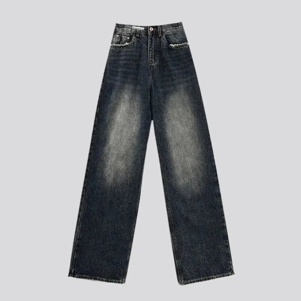 Distressed pockets street jeans
 for ladies