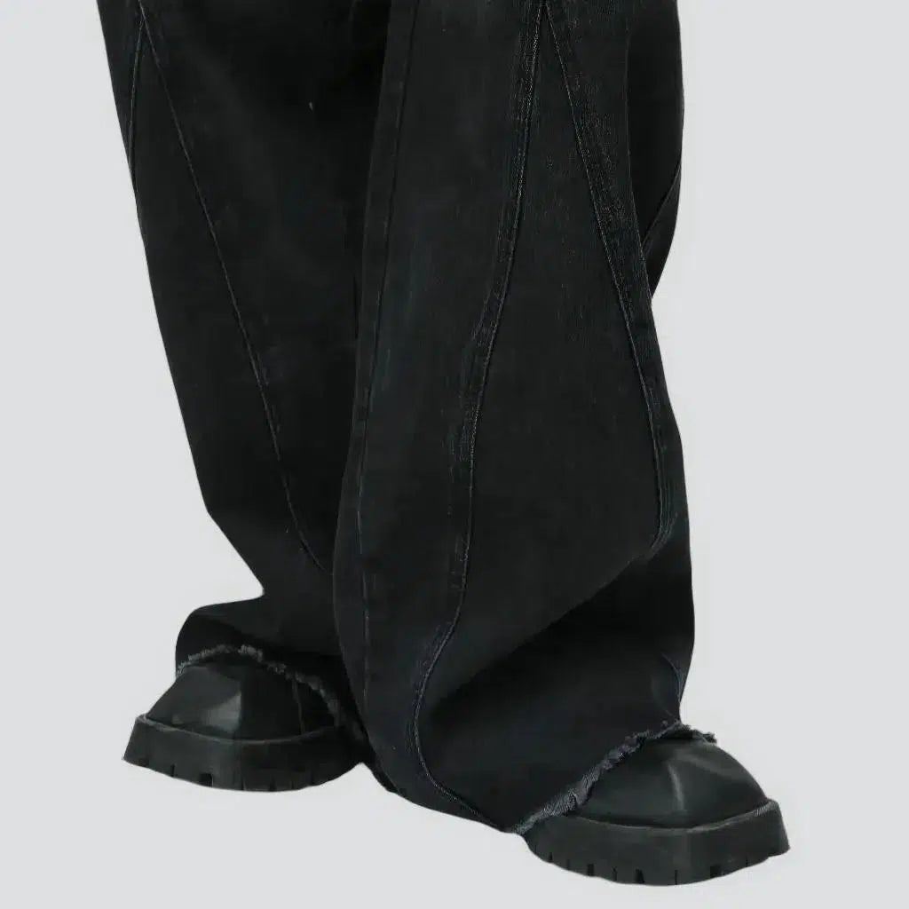 Mid-waist raw-hem jeans
 for men