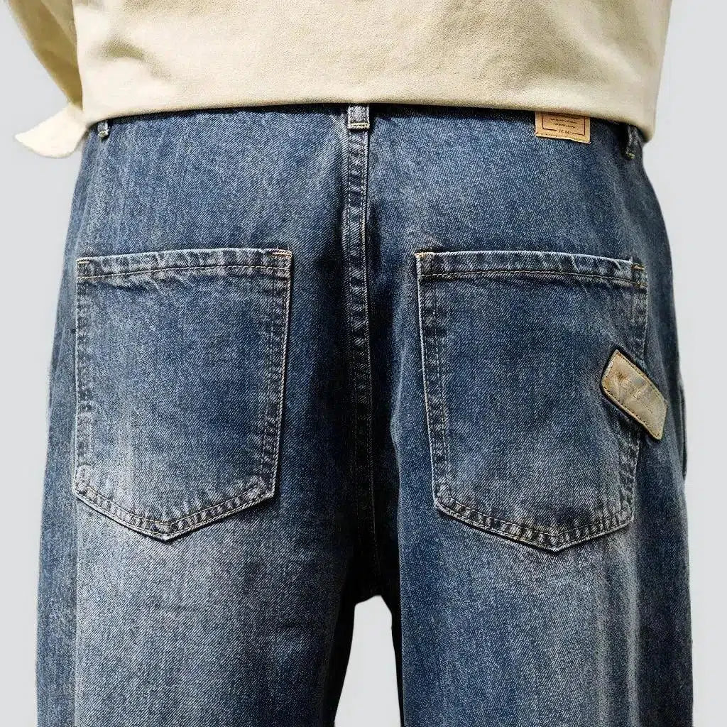 Loose men's high-waist jeans