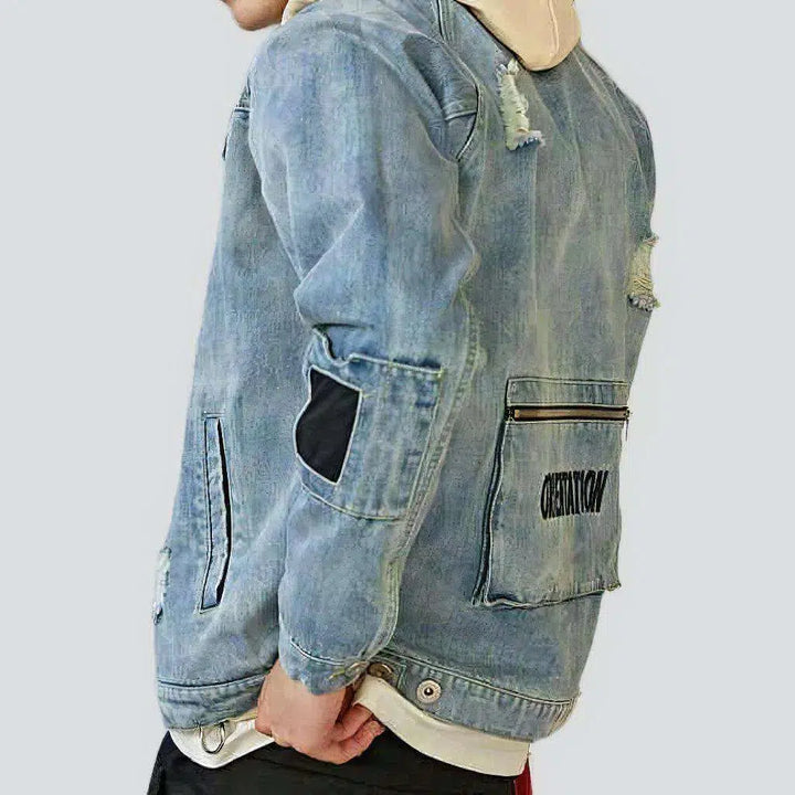 Fashion ripped jeans jacket
 for men