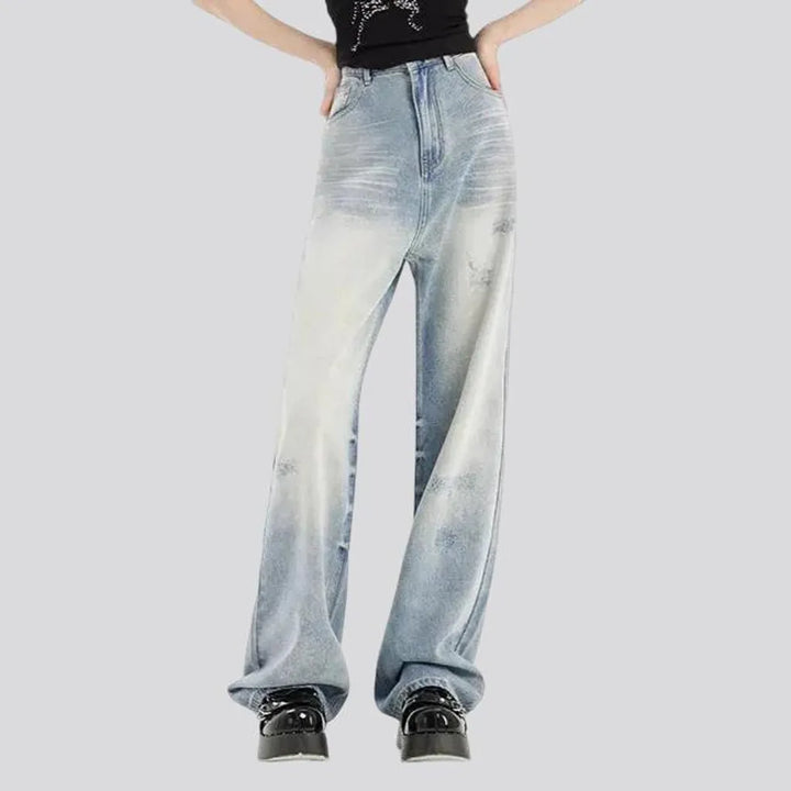 Vintage light wash baggy women's jeans