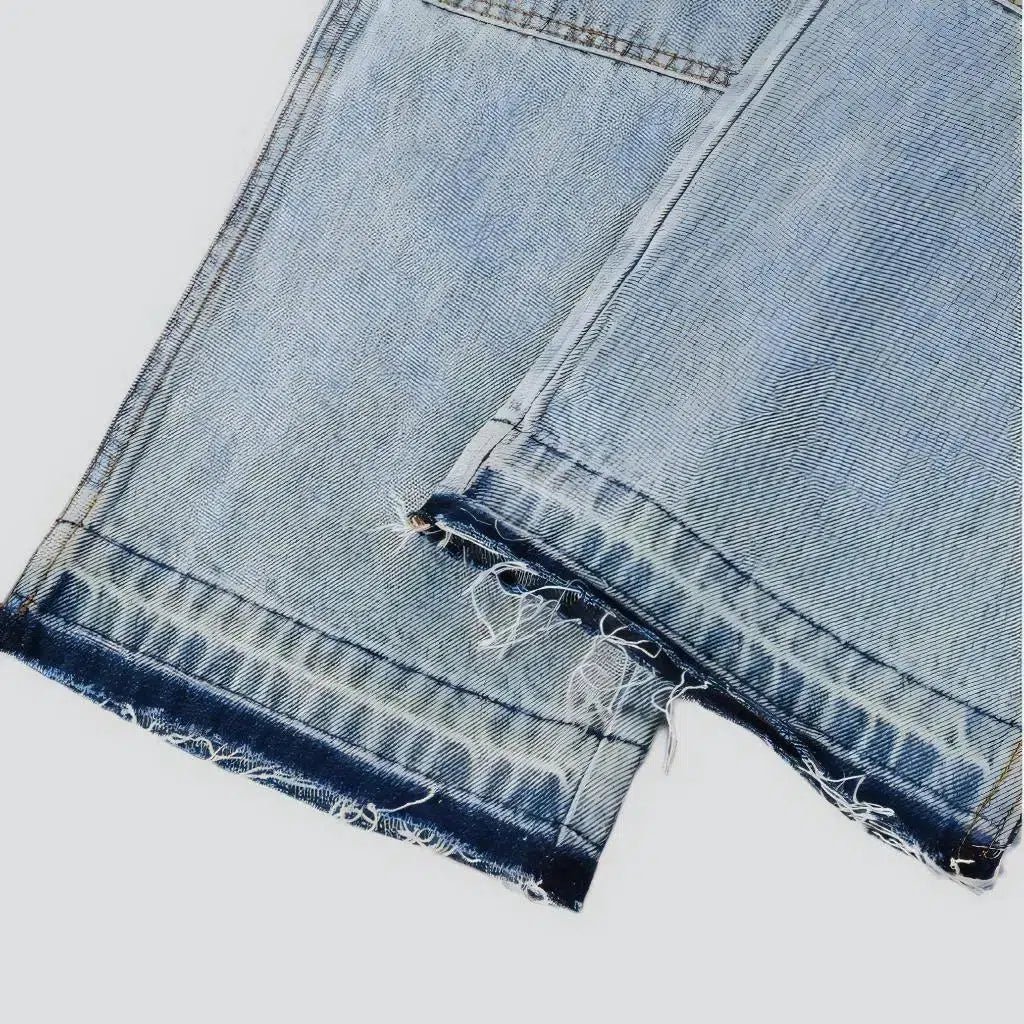 Mid-waist patched jeans
 for men