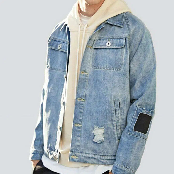 Fashion ripped jeans jacket
 for men