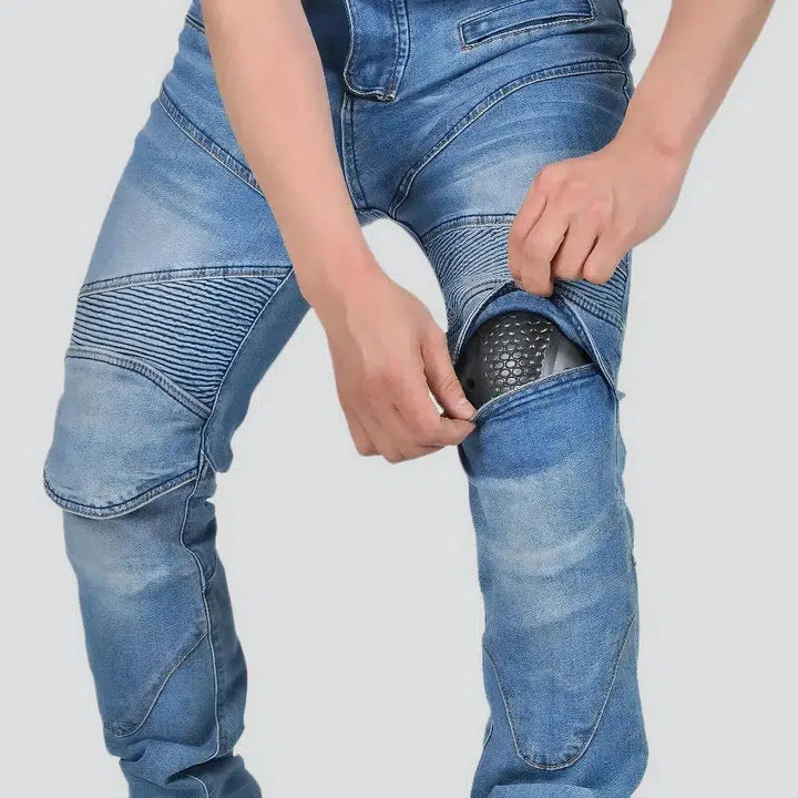 Stonewashed moto jeans
 for men