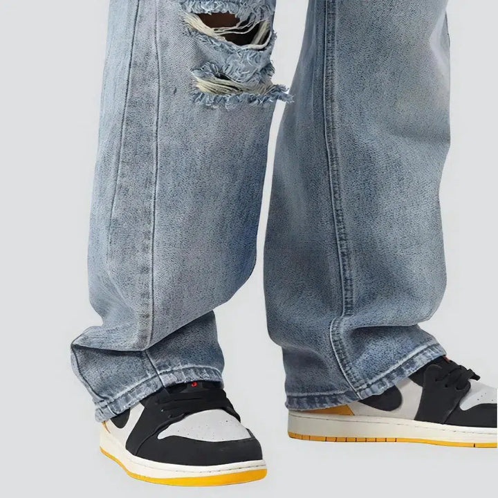 Baggy men's high-waist jeans